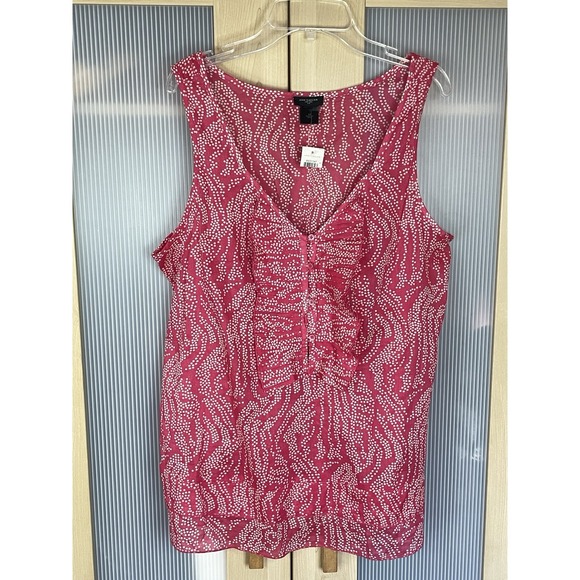 Taylor Tops - Ann Taylor Blouse Top Women 12 Pink Floral Sleeveless V Neck Boho Ruffles Career